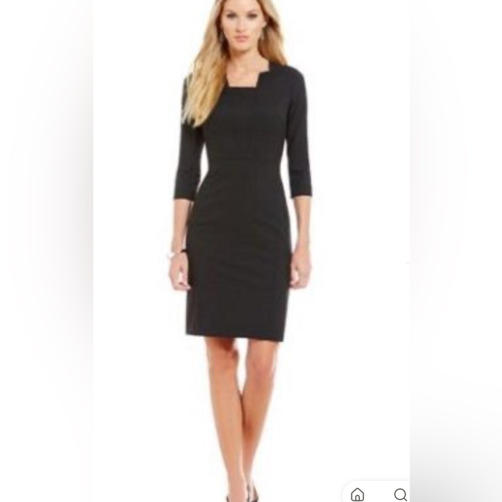 NWT Antonio Melani Mina Square Neck Sheath Black Dress 6